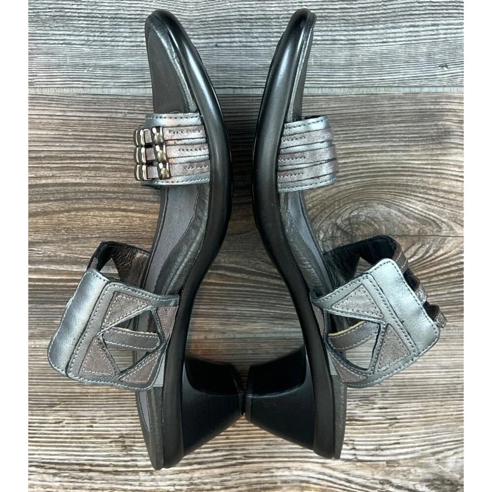 Naot‎ Womens Grey Leather Comfort Heels Sandals EUR 41 US 10.5 Open Toe/Back